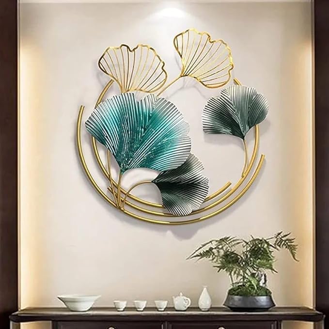The Home Metal Wall Decor - Golden Ginkgo Leaves with Frame 3 Pieces