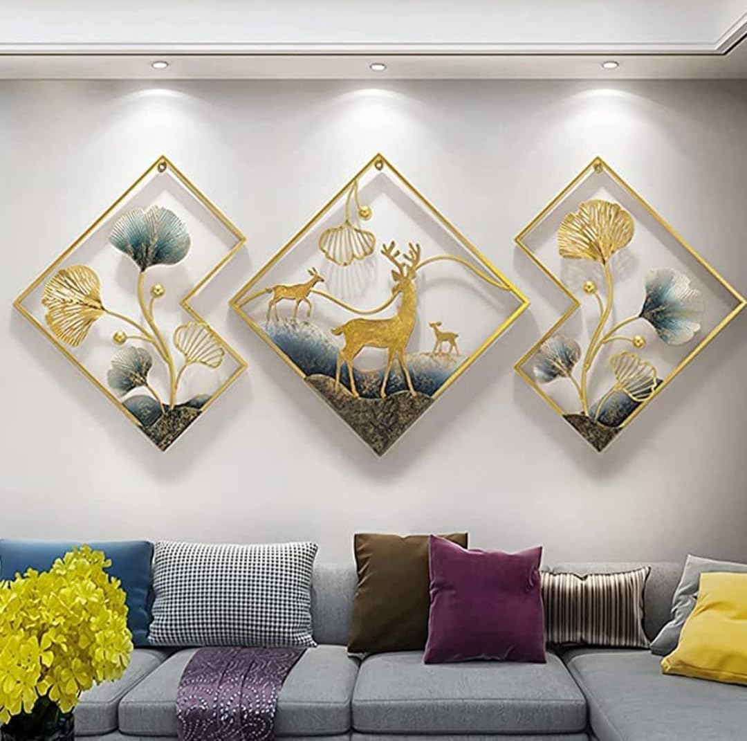 The Metal Abstract Figures Handcrafted Deer Wall Sculpture