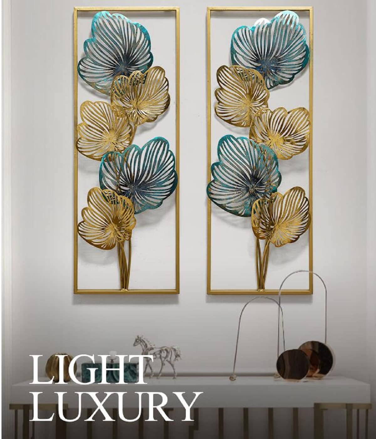 The Wrought Iron Set of 2 Multicolor Flower Panel Frame Decorative Showpiece