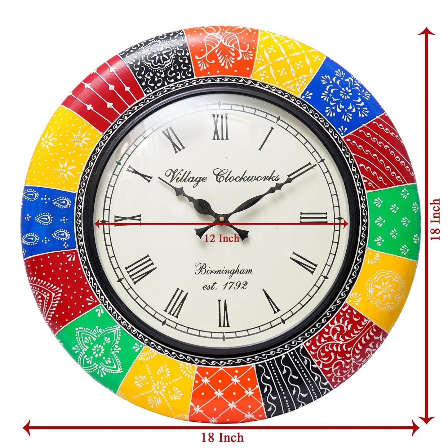 Colourful Round Wooden Wall Clock