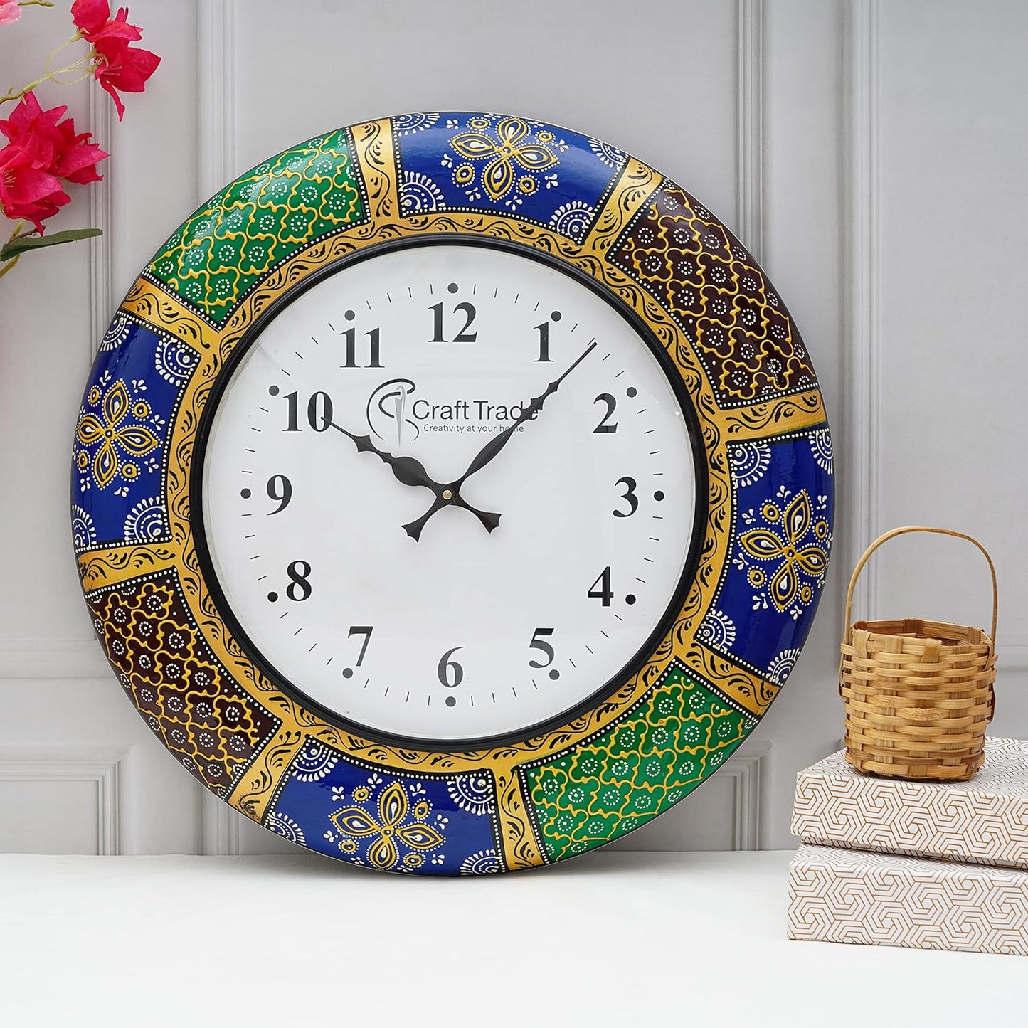 Wall Clock for Home - Handcrafted Floral Design