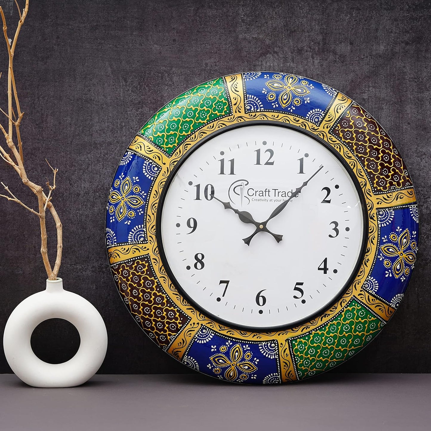 Wall Clock for Home - Handcrafted Floral Design