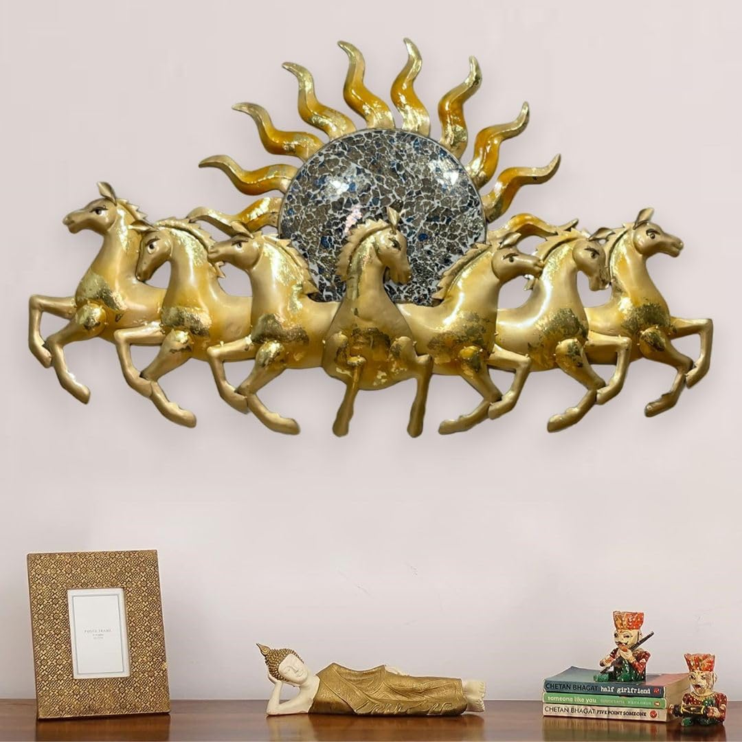 Golden Sun Horses Metal Abstract Floral Art/Wall
