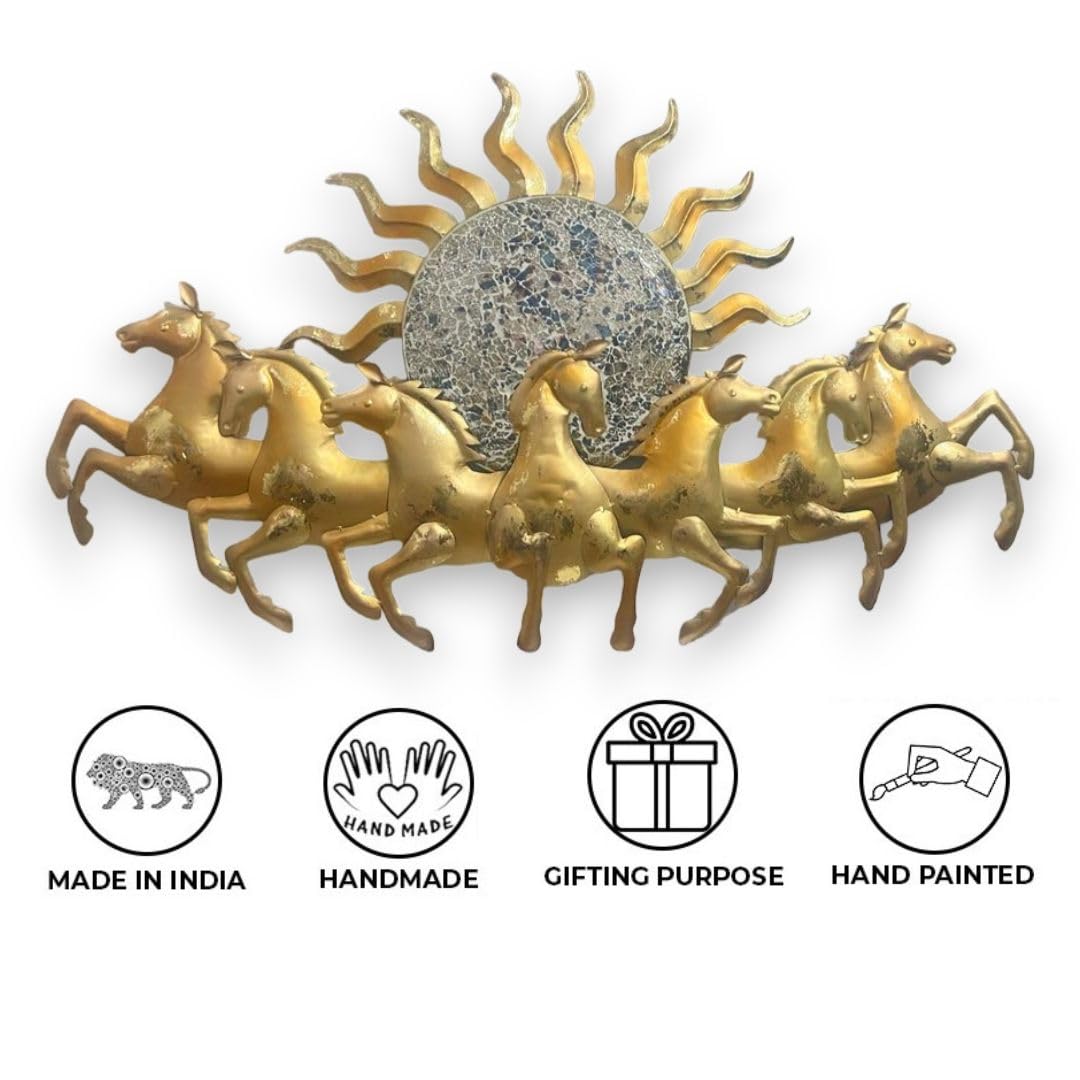 Golden Sun Horses Metal Abstract Floral Art/Wall