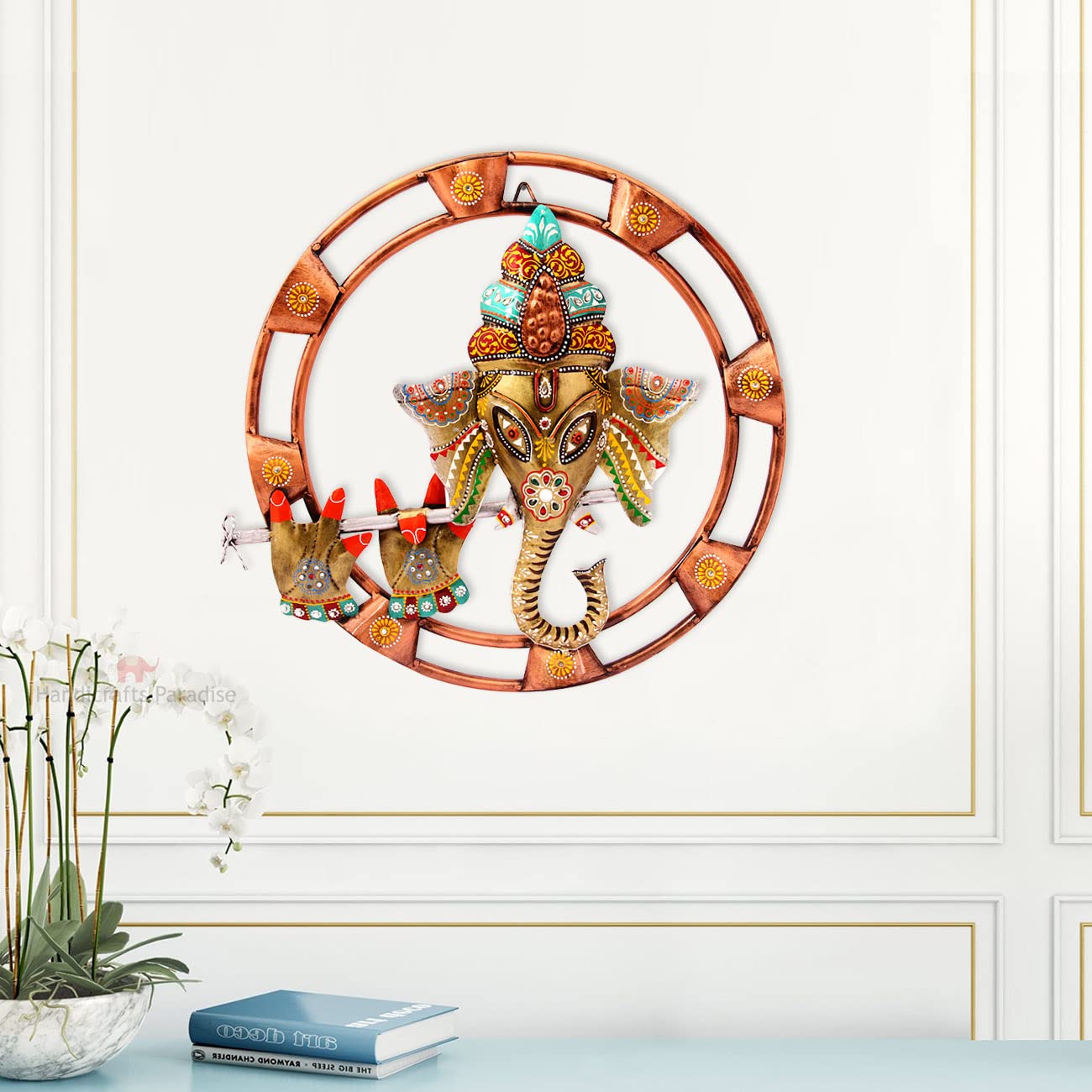 Ganesha Golden Decoration Metal Wall Art, Size: 18 * 18 Inches