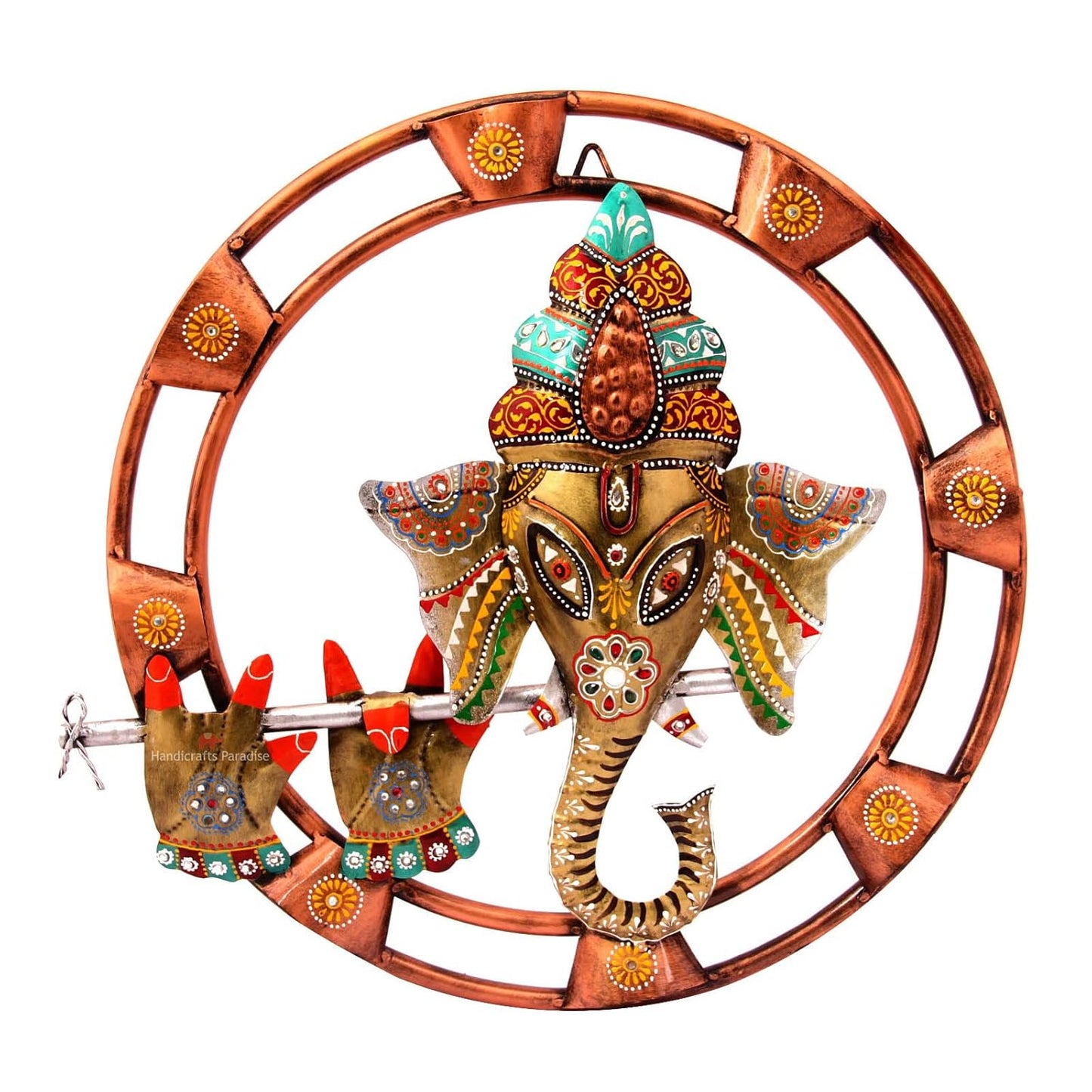Ganesha Golden Decoration Metal Wall Art, Size: 18 * 18 Inches
