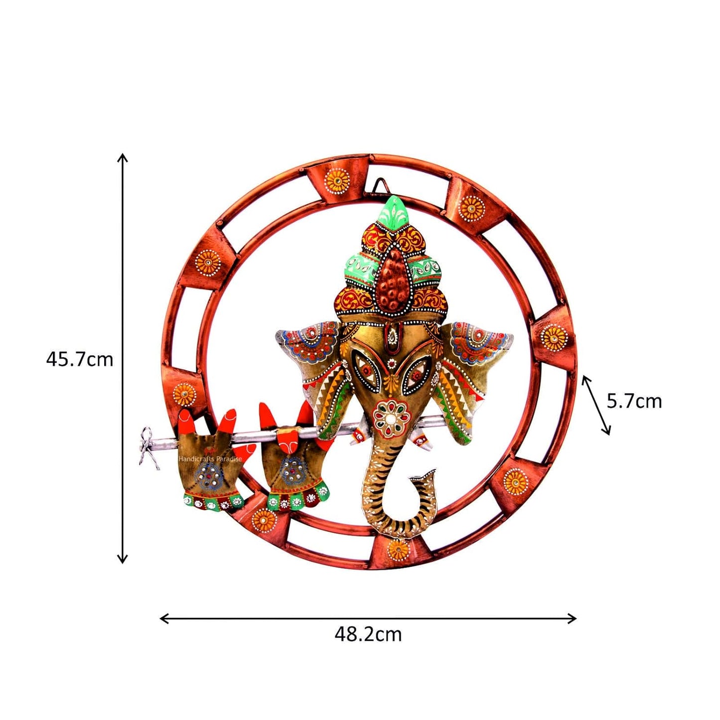 Ganesha Golden Decoration Metal Wall Art, Size: 18 * 18 Inches