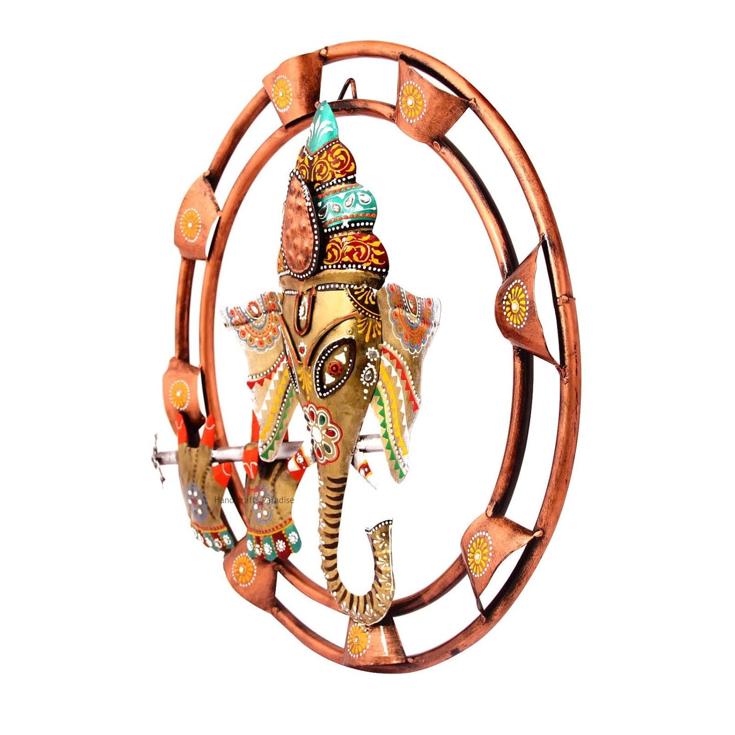 Ganesha Golden Decoration Metal Wall Art, Size: 18 * 18 Inches