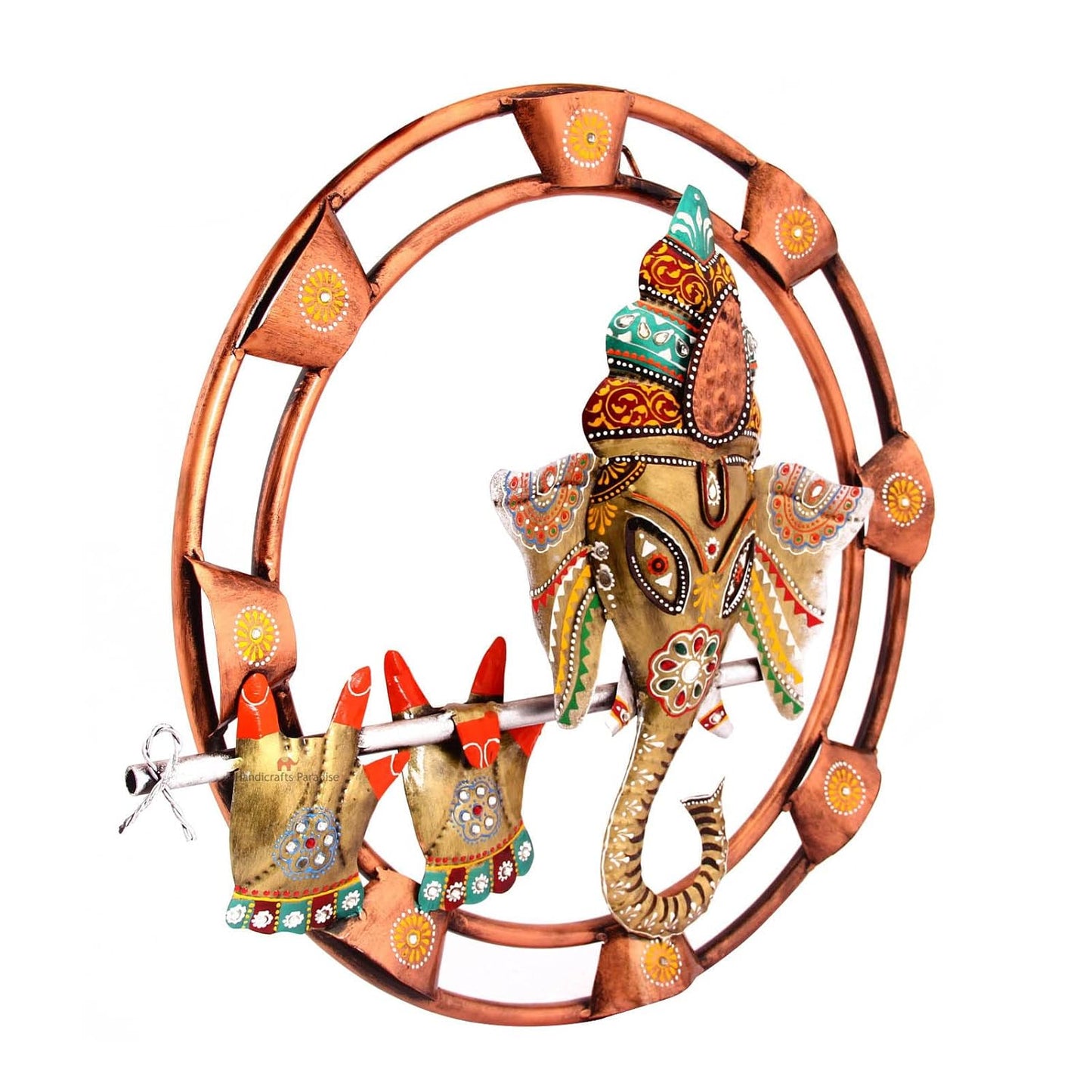 Ganesha Golden Decoration Metal Wall Art, Size: 18 * 18 Inches