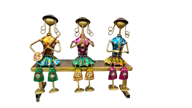 Mystic India Metal Sitting Musician Figurines – 26 cm Height x 31 cm Width