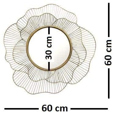 Metal Decorative Mirror Wall Mounted Hanging Mirror Sculpture Metal Golden Rose Design Modern Art