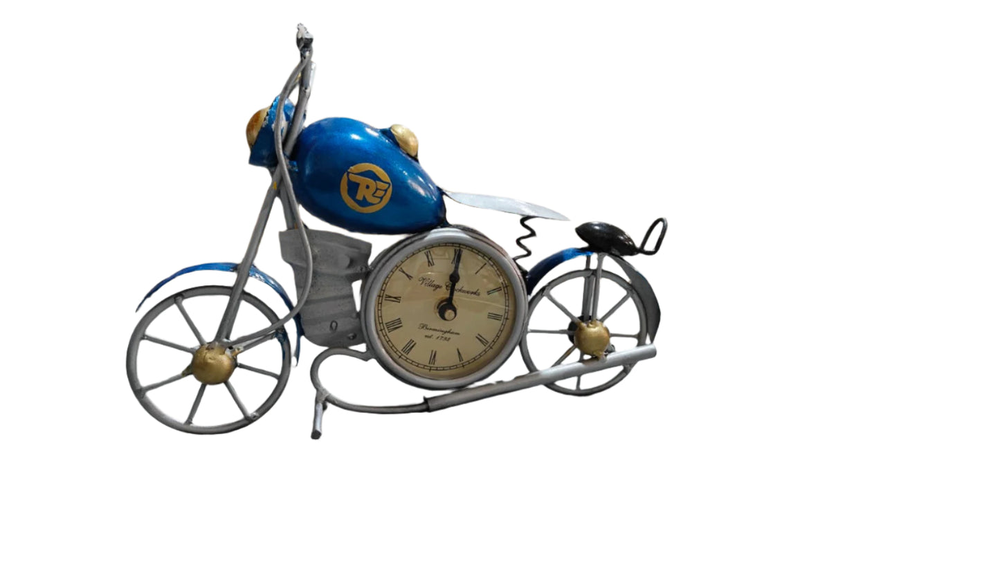 Metal Bike With Clock Table Top