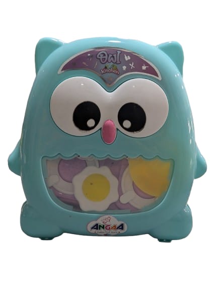 Owl-Shaped Kids Trolley Kitchen Play Set