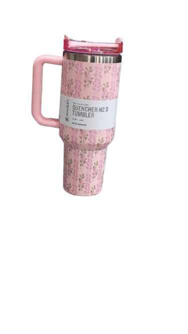 Stanley Pink Tumbler with Handle & Straw
