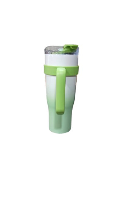 Green & White Gradient Tumbler with Handle