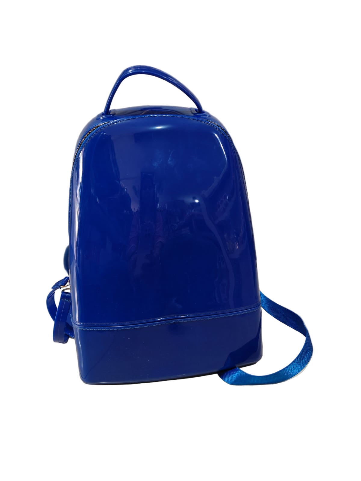 Glossy Blue Fashion Backpack (H 11 x W 7 x D 5 inches)
