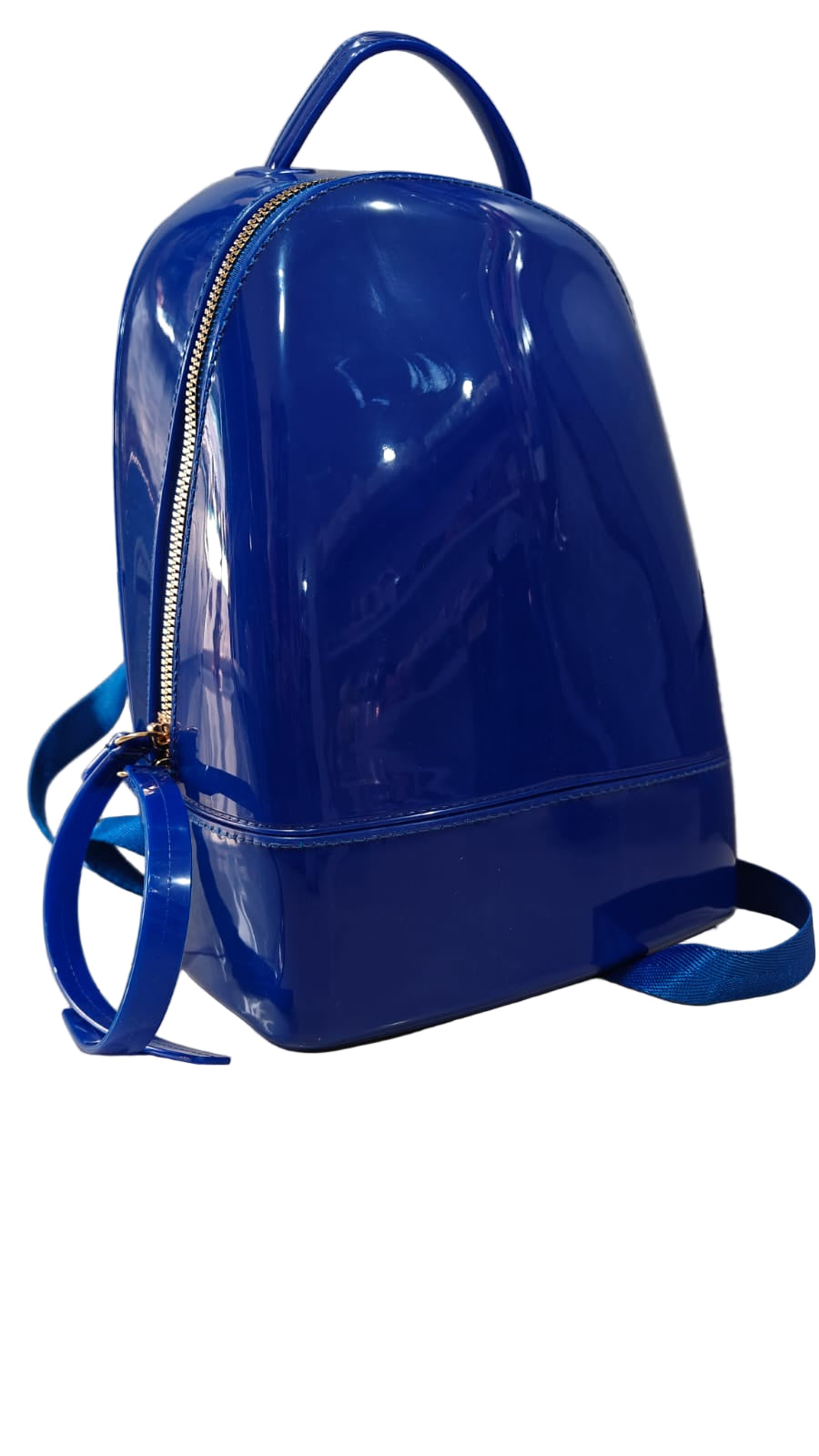 Glossy Blue Fashion Backpack (H 11 x W 7 x D 5 inches)