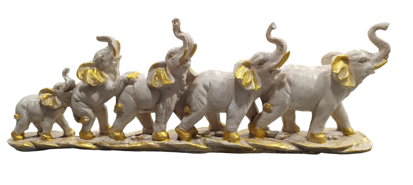 Elephant Family Showpiece – 5 Elephants (18 x 7.5 inches)