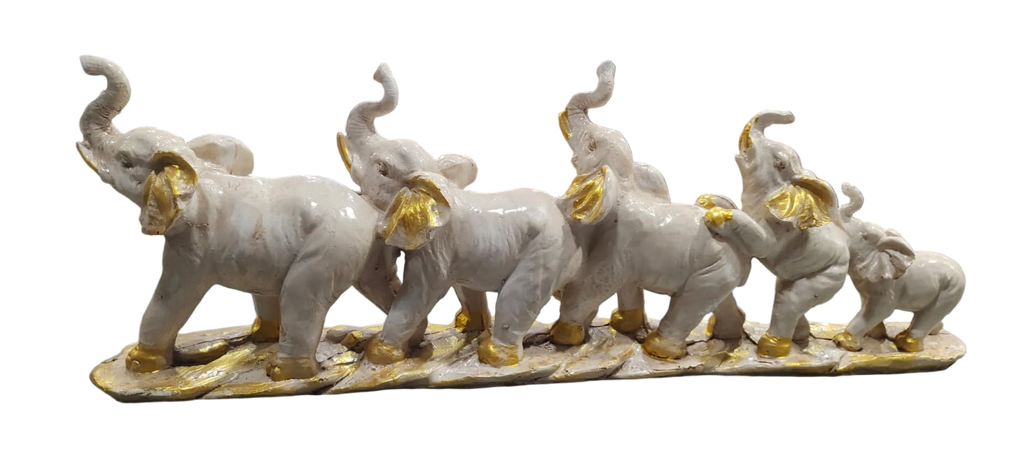 Elephant Family Showpiece – 5 Elephants (18 x 7.5 inches)
