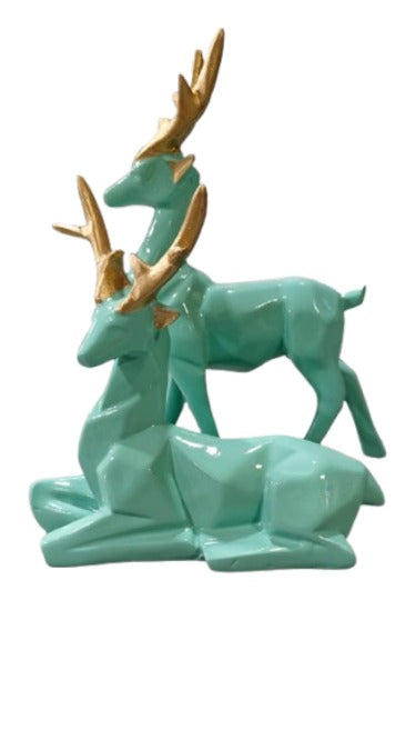 Green Resin Deer Pair – Sitting & Standing