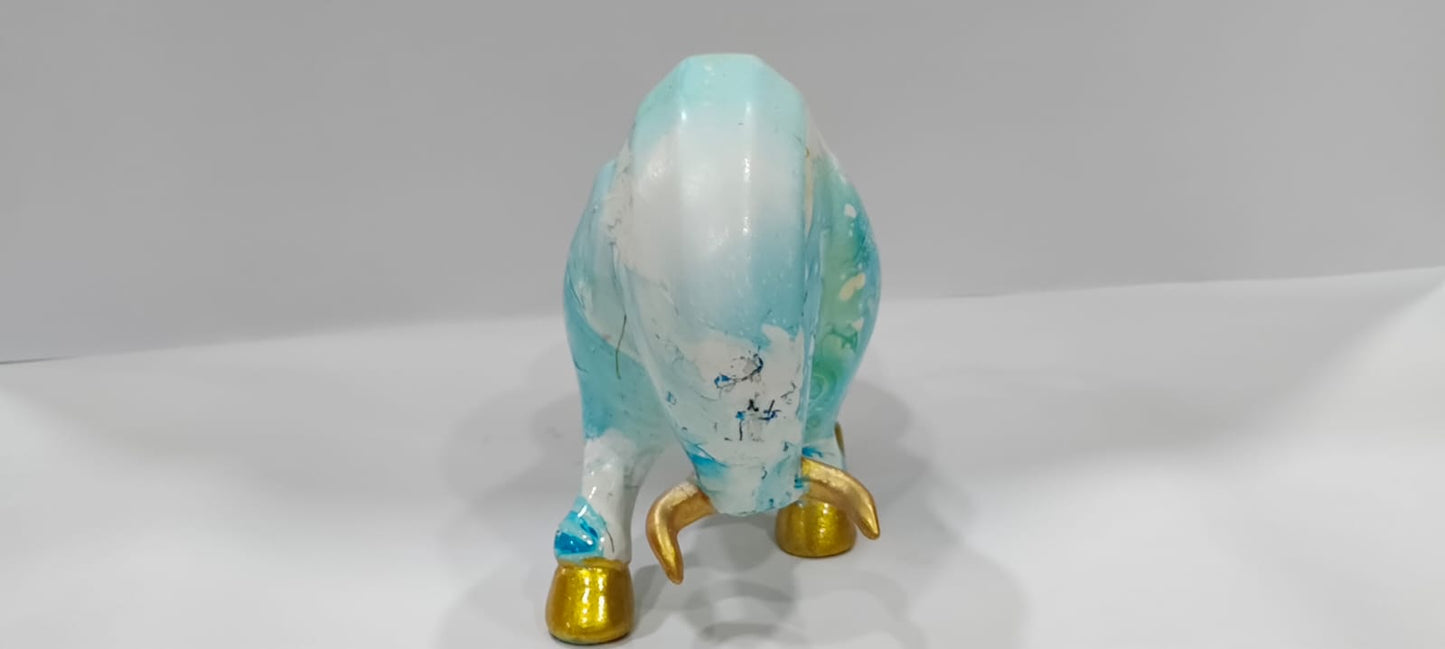 Aqua Marble Finish Resin Bull