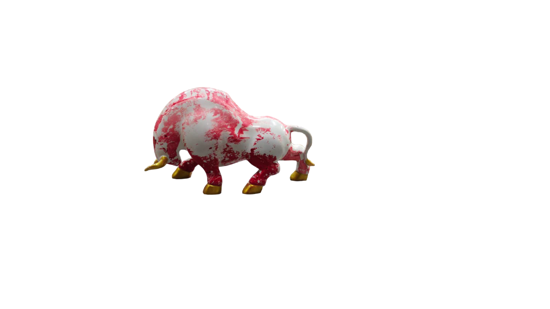 Aqua Marble Finish Resin Bull White & Red