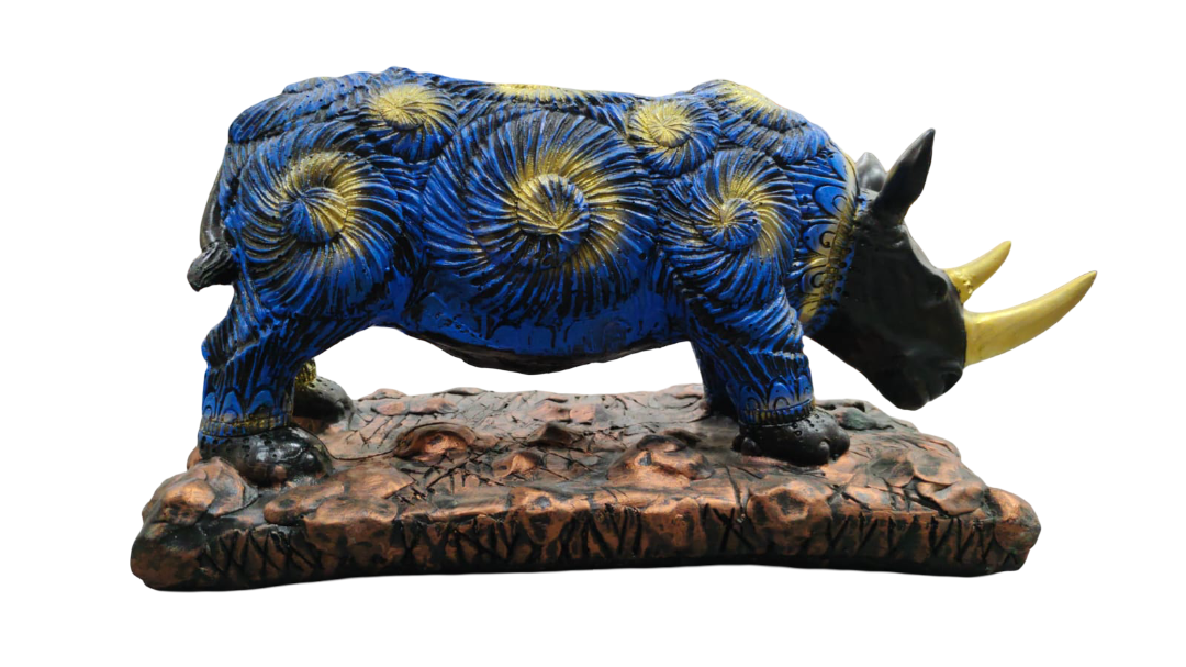 Decorative Blue Resin Rhino