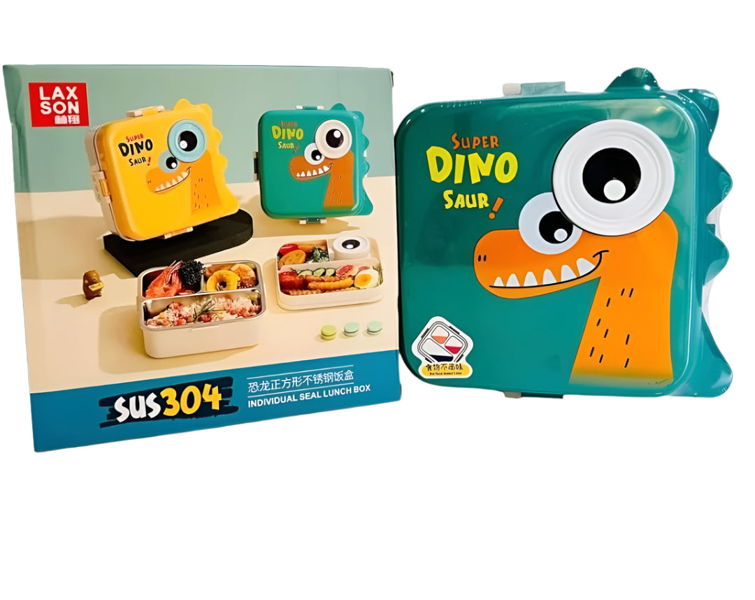 Fun Dino Theme Stainless Steel Bento Lunch Box for School