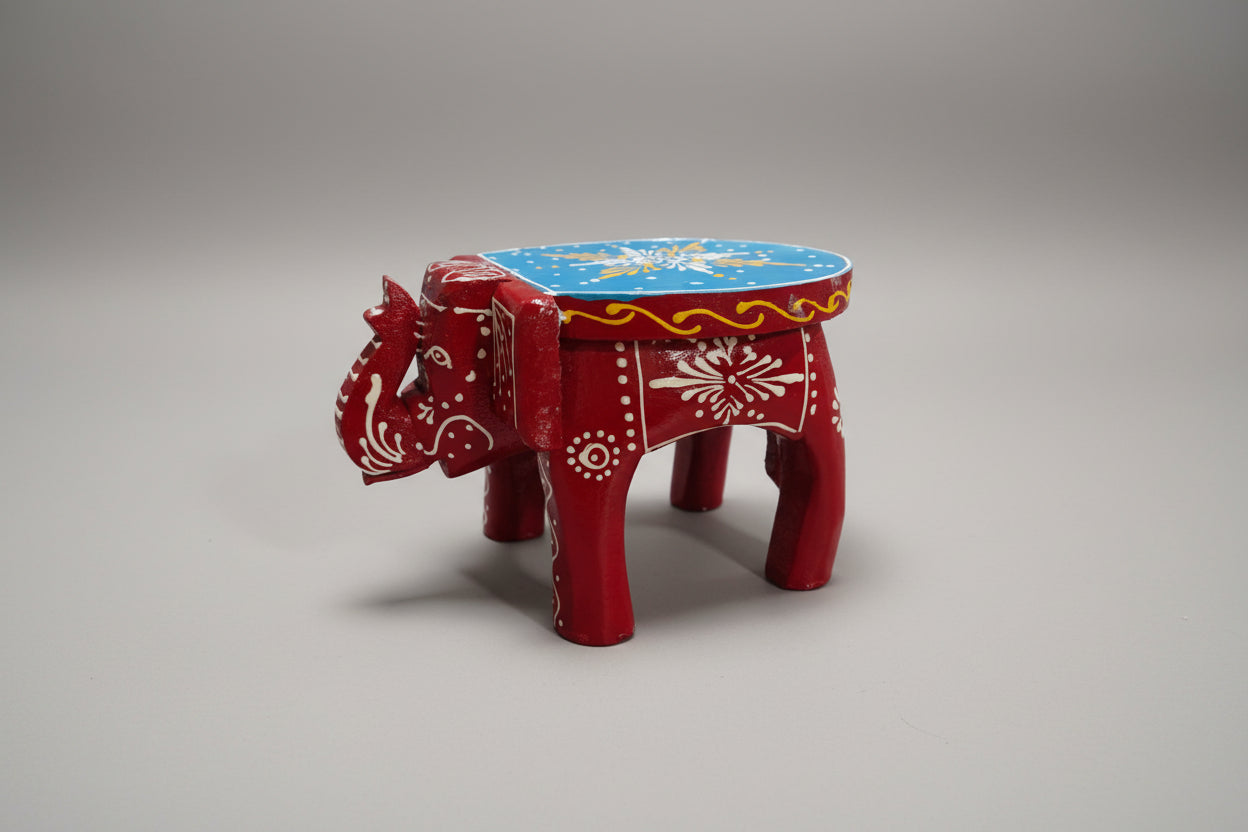 Wooden Elephant Stool For Decor