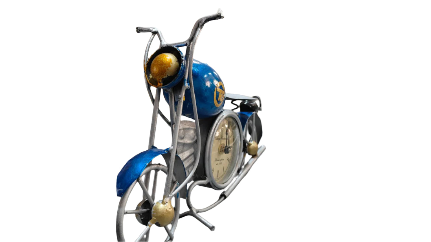 Metal Bike With Clock Table Top
