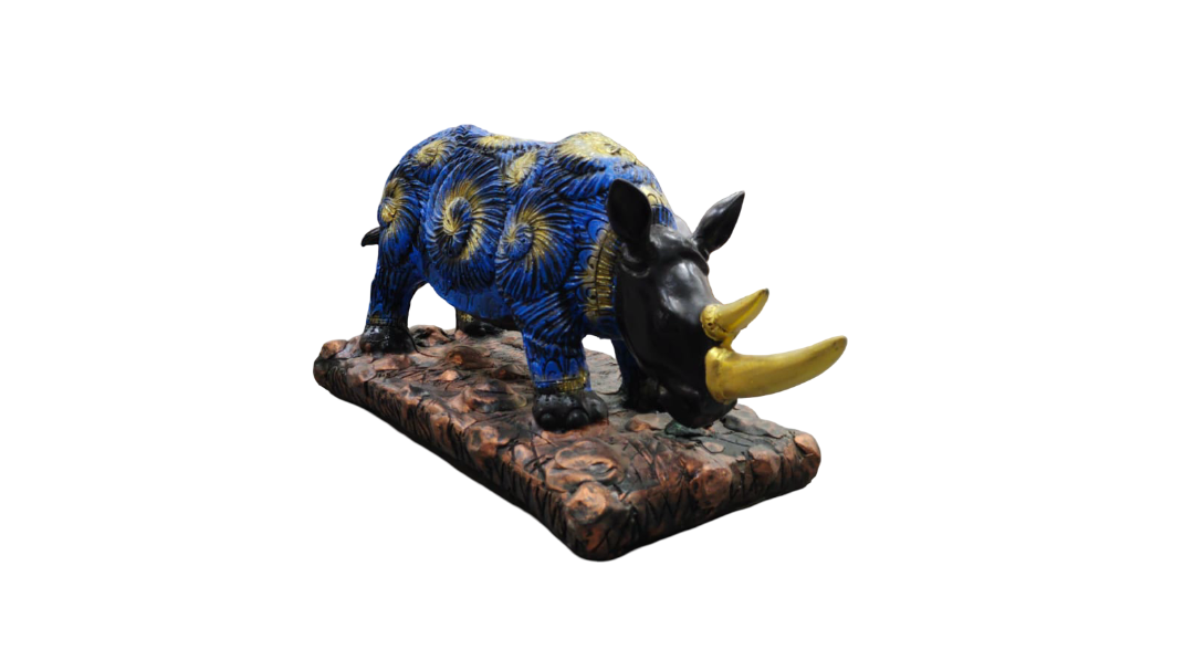 Decorative Blue Resin Rhino