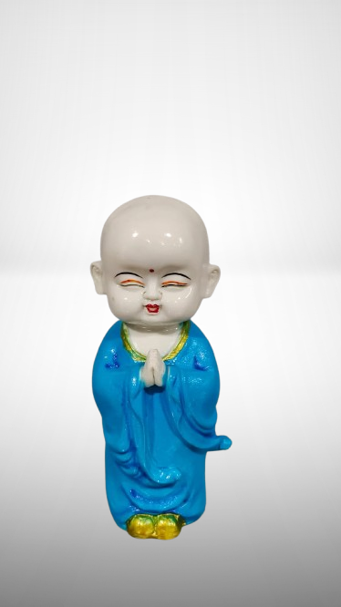 Baby Praying Monk Resin Showpiece Blue
