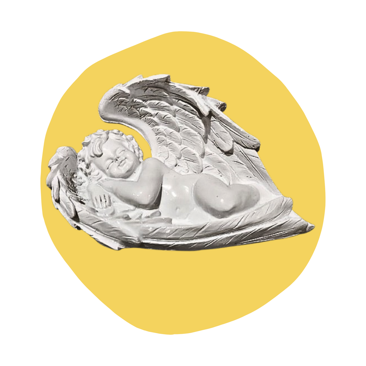 Baby Angel in Wings Statue – 10 cm Polyresin White Figurine for Home Decor