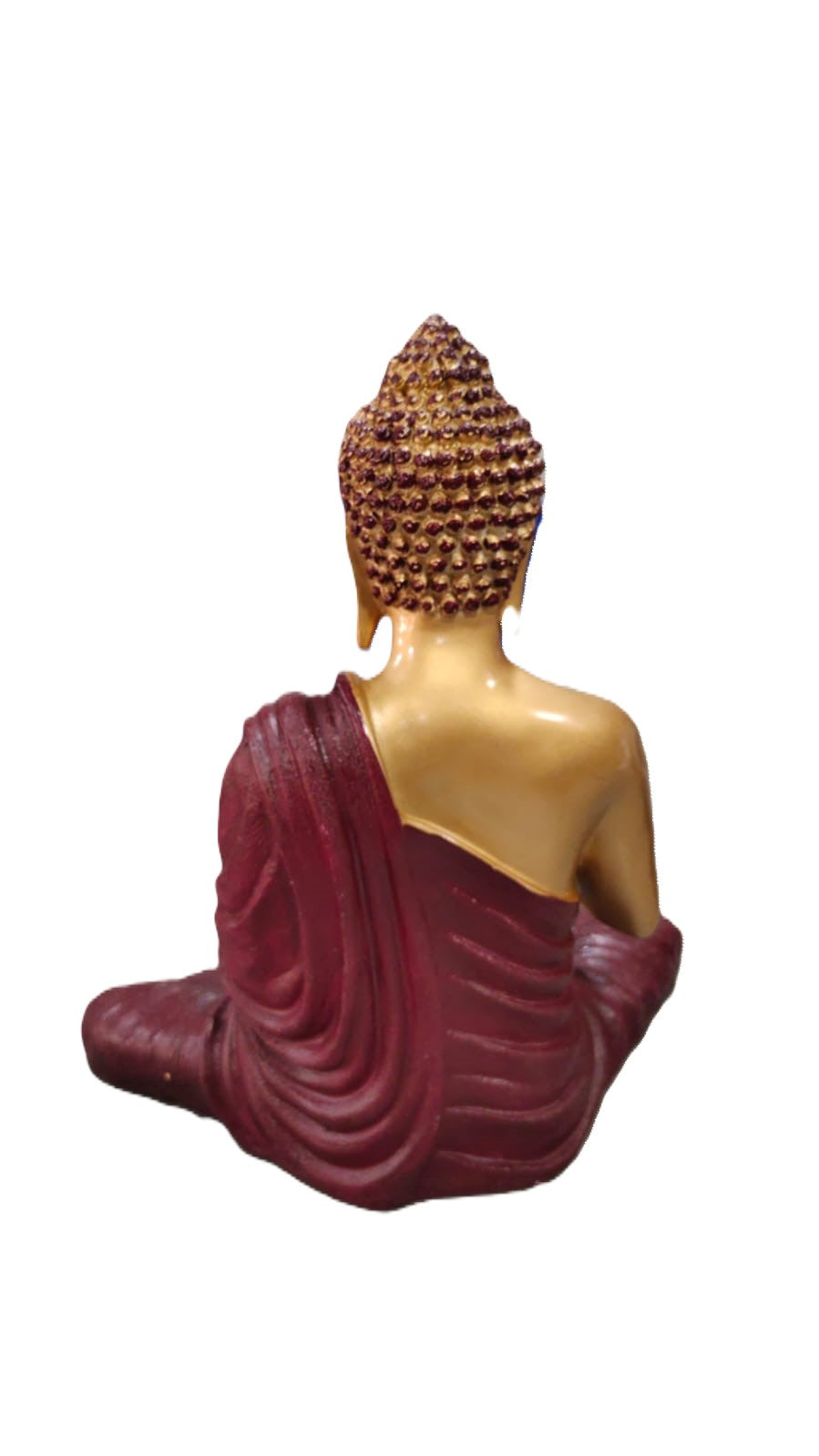 Majestic Buddha Polyresin Showpiece – Serenity & Enlightenment in Maroon