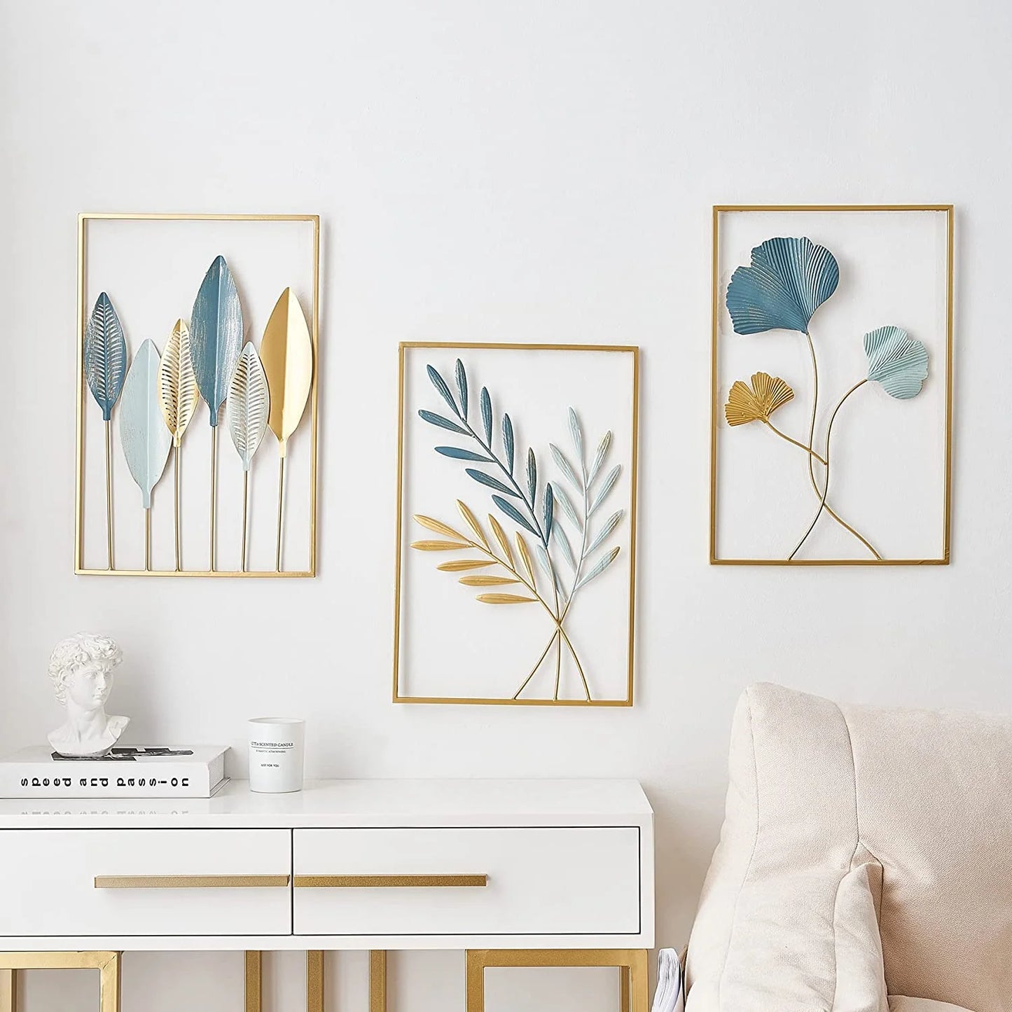 The Gold Metal Wall Decor Leaf Wall Hanging Decoration