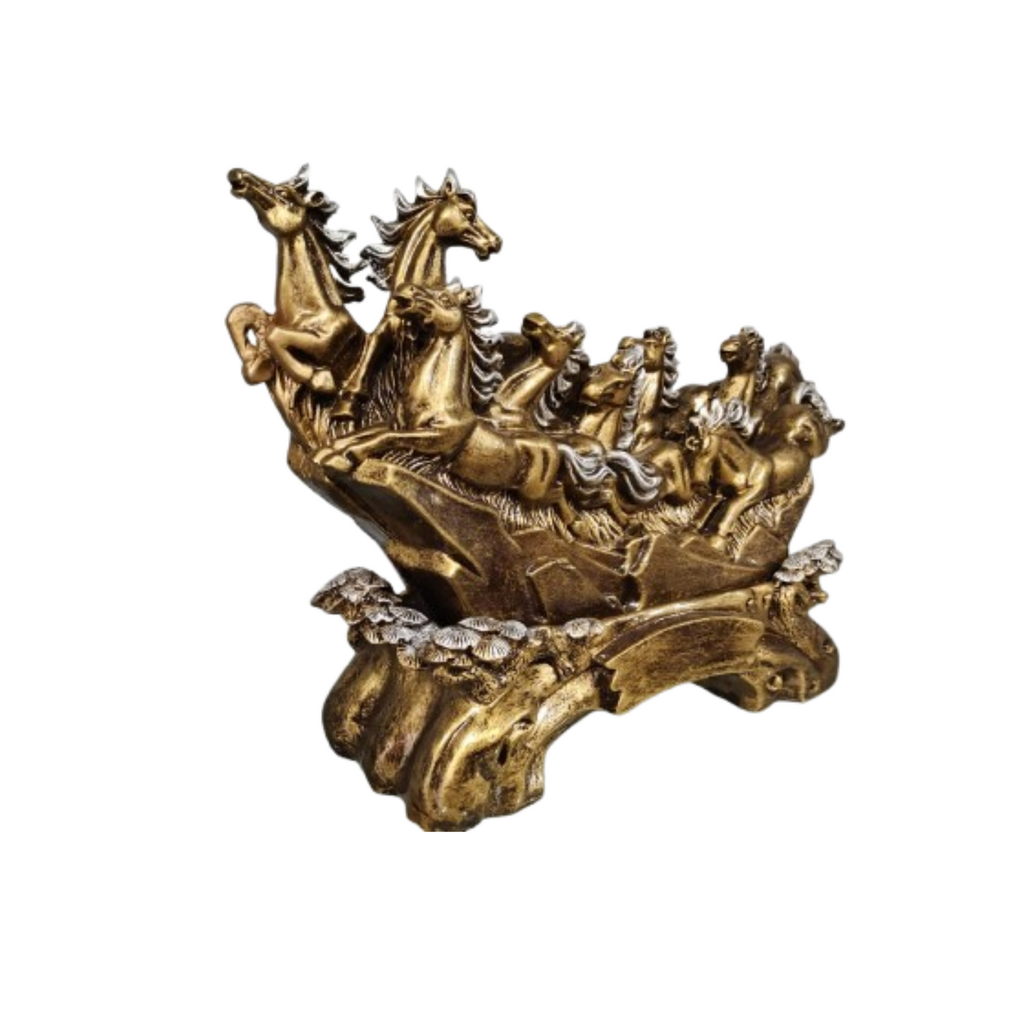 Eight Running Victory Horses Golden Resin Showpiece