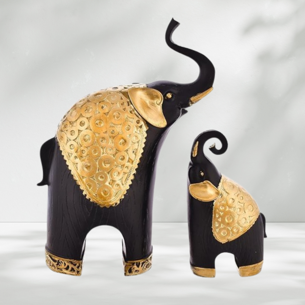 Elephant Family Antique Design Sculpture – Elegant Home Décor Showpiece