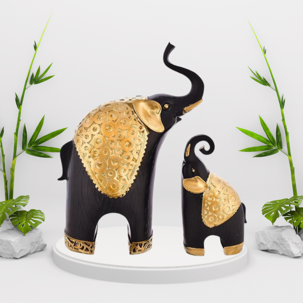 Elephant Family Antique Design Sculpture – Elegant Home Décor Showpiece