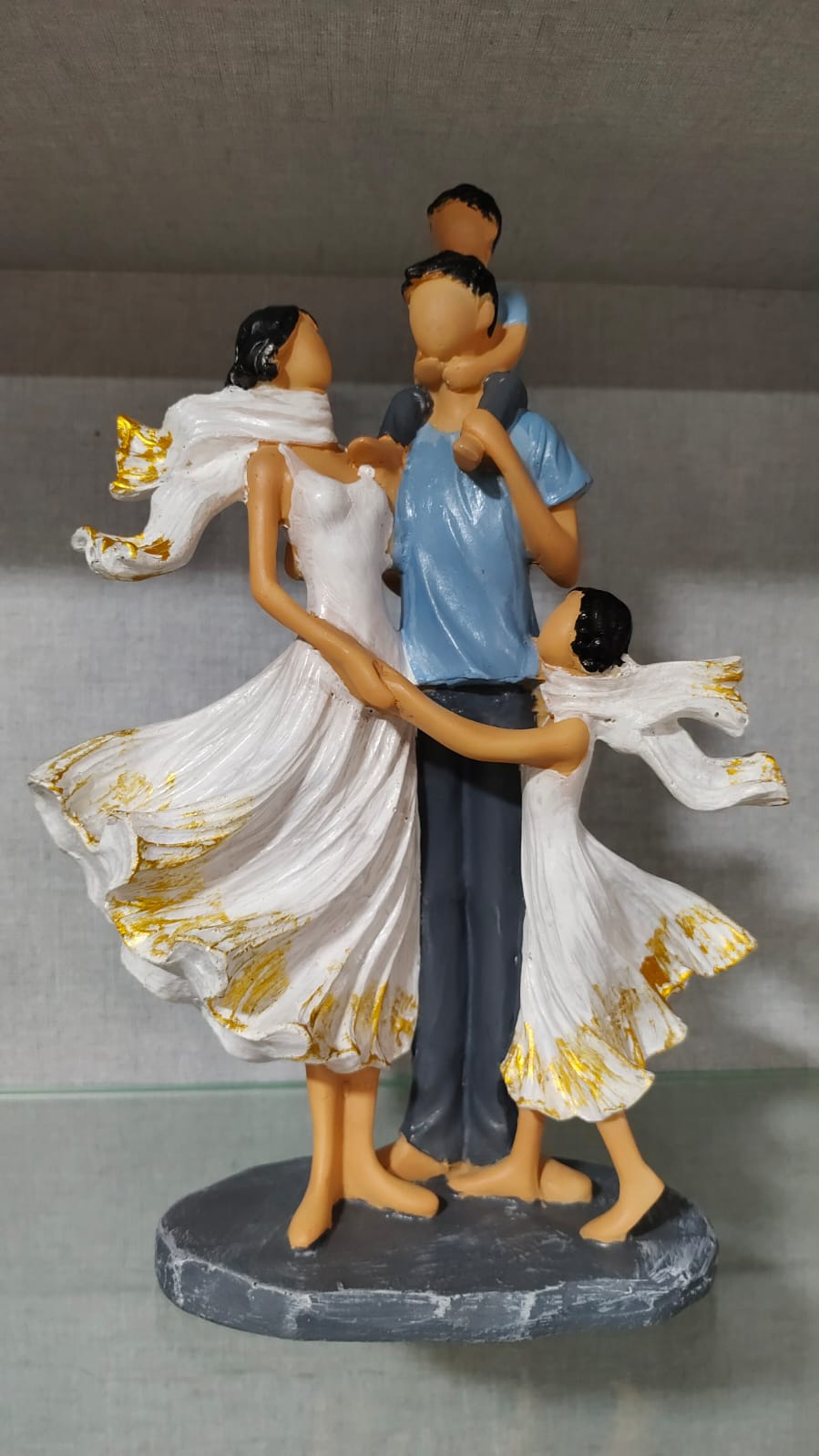 White and Blue Handcrafted Romantic Couple with Kids