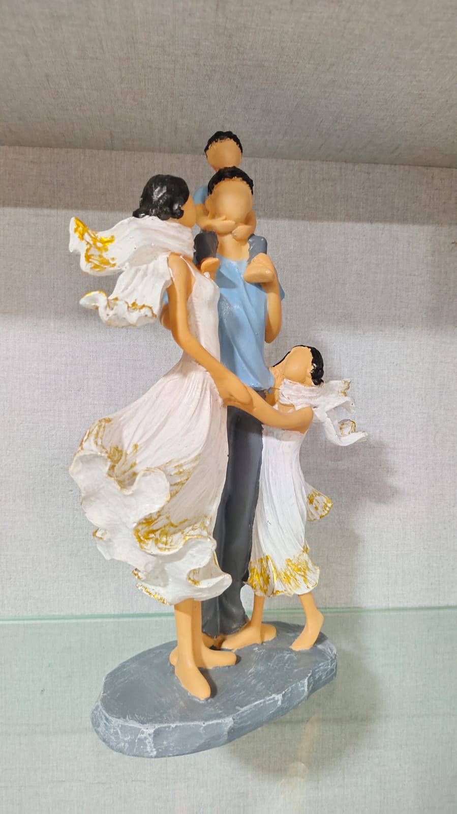 White and Blue Handcrafted Romantic Couple with Kids