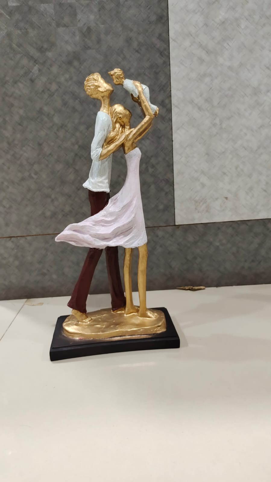 Decorative Family With One Kid Resin Figurine