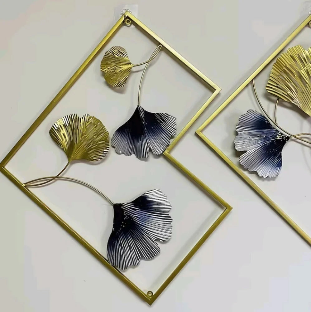 The Golden Ginkgo Leaf Metal Frame Wall Art