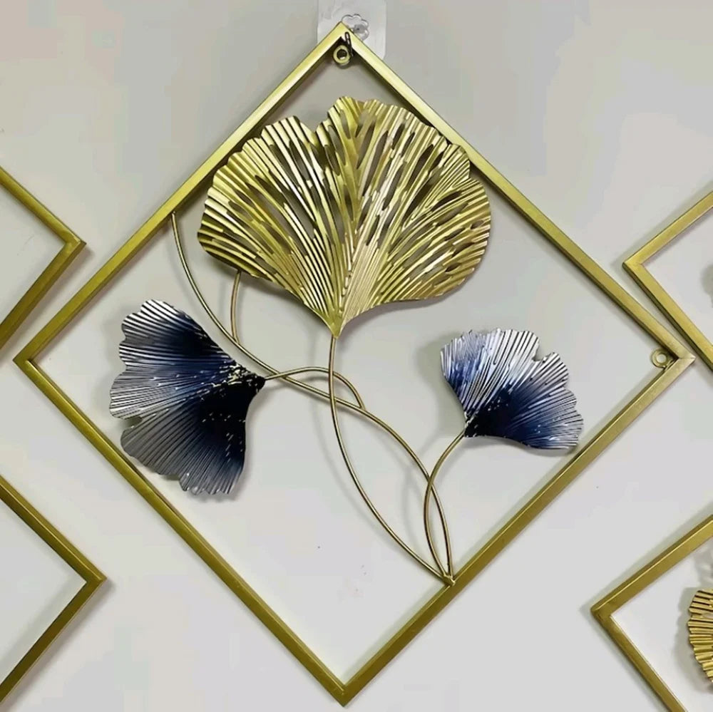 The Golden Ginkgo Leaf Metal Frame Wall Art