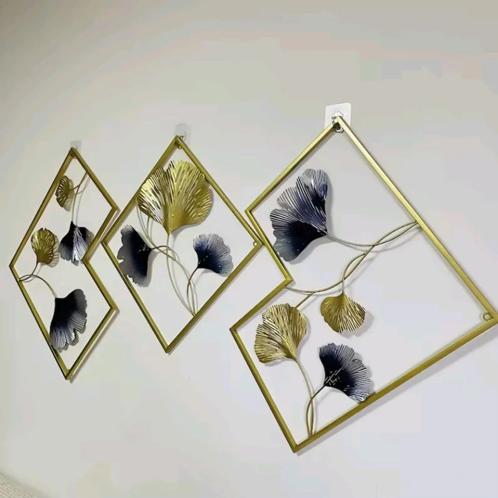 The Golden Ginkgo Leaf Metal Frame Wall Art