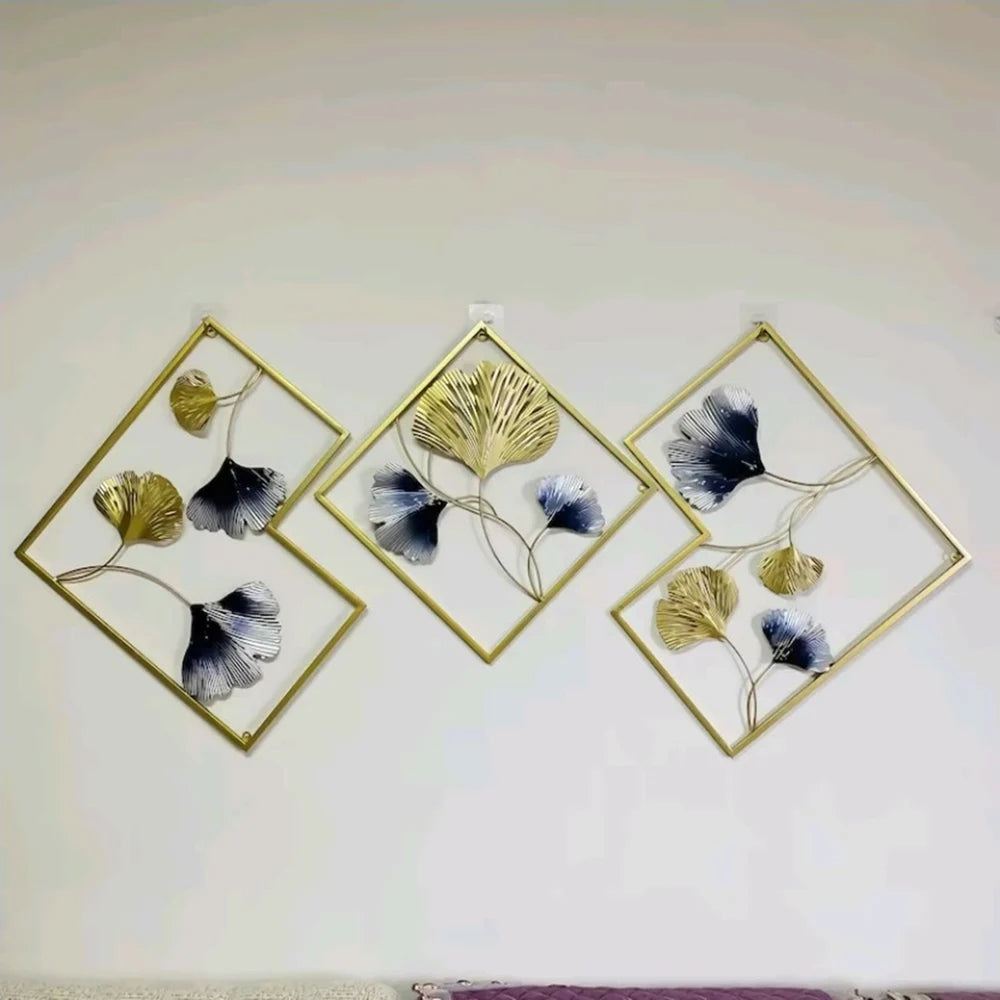 The Golden Ginkgo Leaf Metal Frame Wall Art