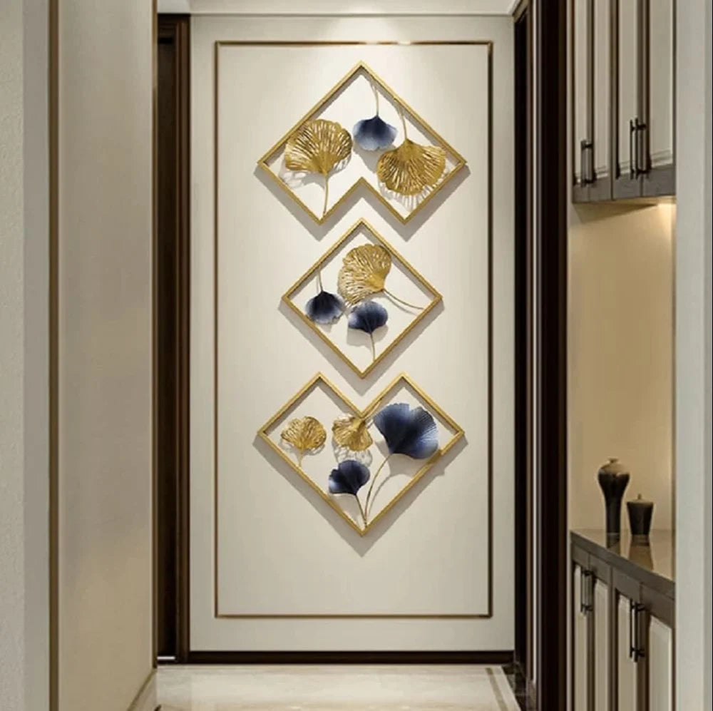 The Golden Ginkgo Leaf Metal Frame Wall Art