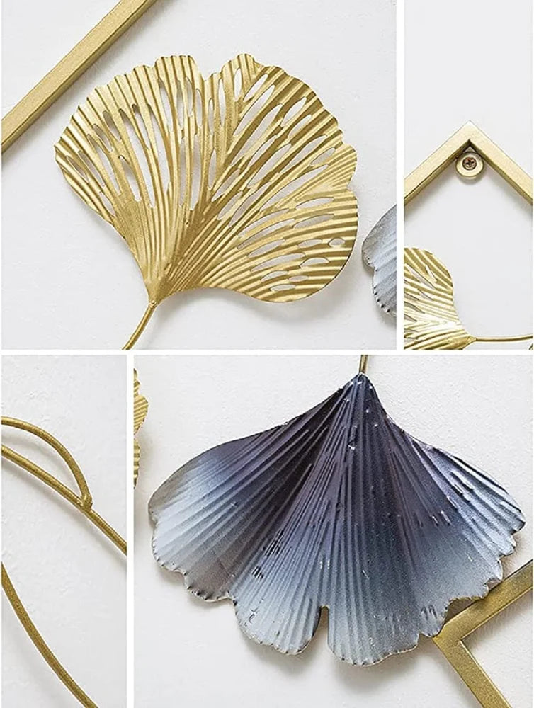 The Golden Ginkgo Leaf Metal Frame Wall Art