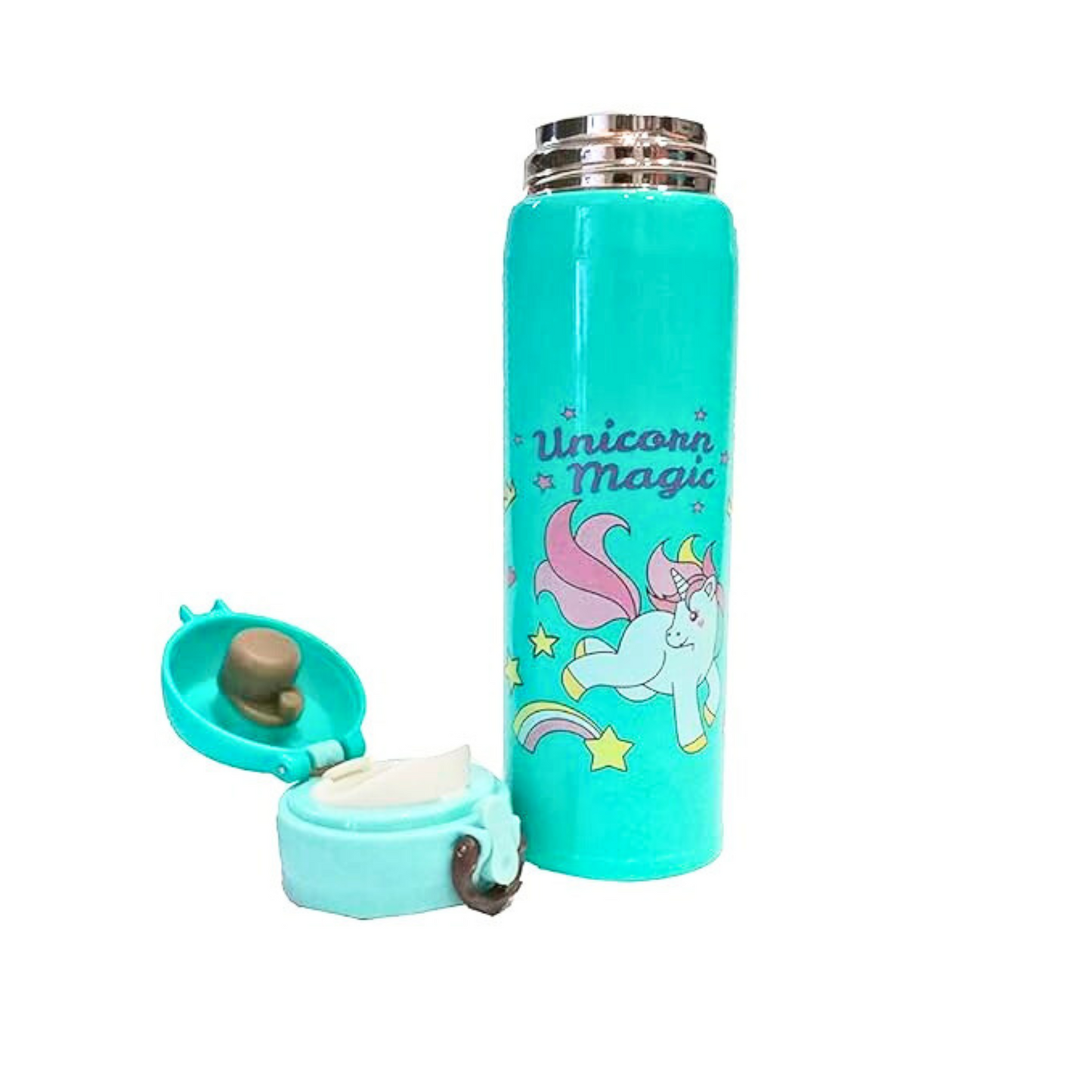Unicorn Print Steel Water Bottle - Green