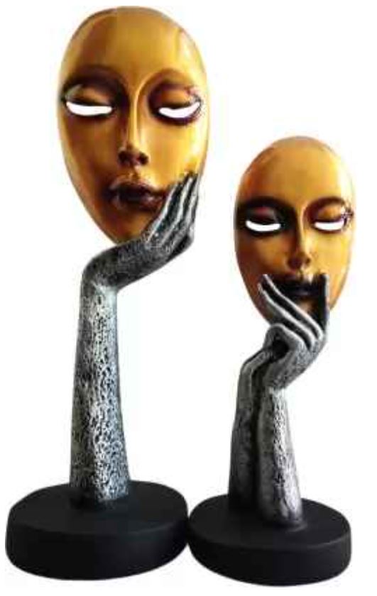 Elegant Gold Lady Face Sculpture Set of 2 – Antique Gift Item Polyresin