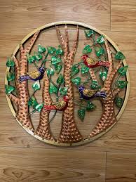 ROUND METAL ART BIRDS ON TREE HANDCRAFTED ECCENTIC BEAUTIFUL WALL